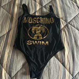 Moschino Black and Gold One-Piece Swimsuit